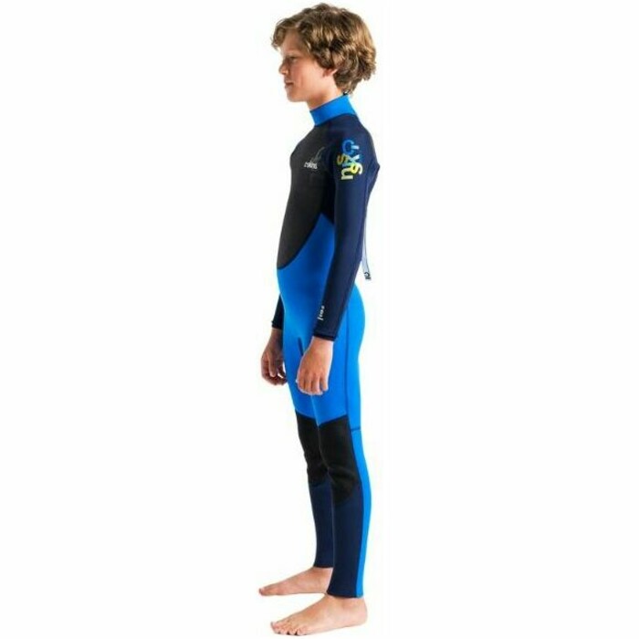 2024 C-Skins Junior Element 3/2mm Back Zip Wetsuit C-EL32STJ - Cyan / Slate / Multi